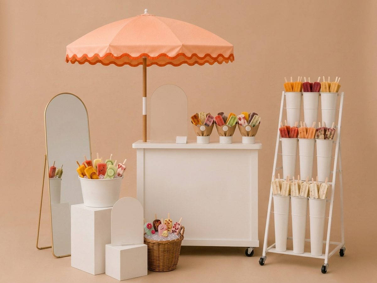 Popsicle cart styled for a summer wedding in Austin